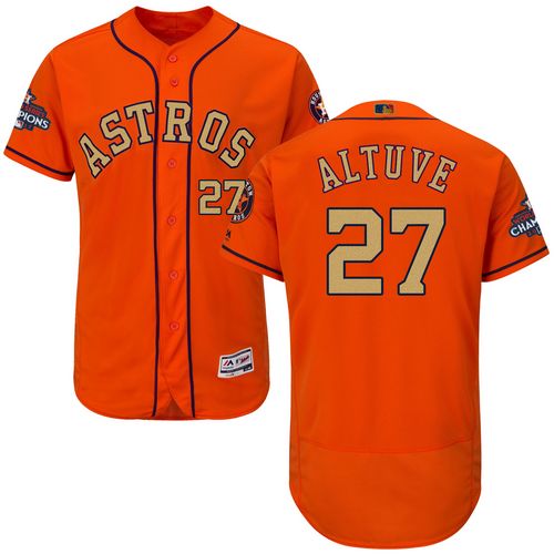 Astros #27 Jose Altuve Orange FlexBase Authentic 2018 Gold Program Cool Base Stitched MLB Jersey